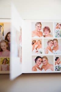 Display of quality parent wedding album laying open