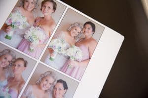 Quality wedding album display with images of the bride and bridesmaids