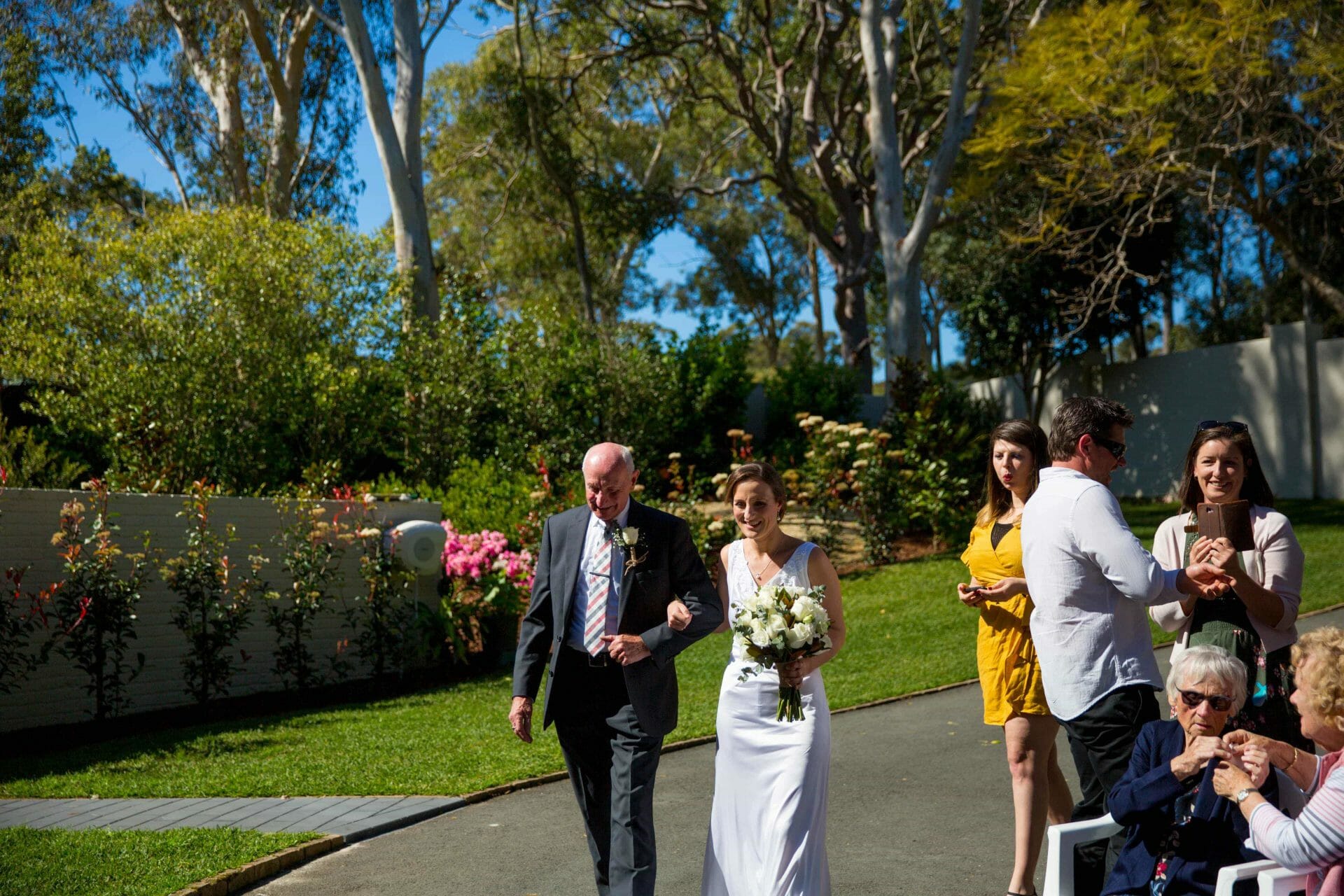 walking down the aisle with dad at Whitebridge NSW