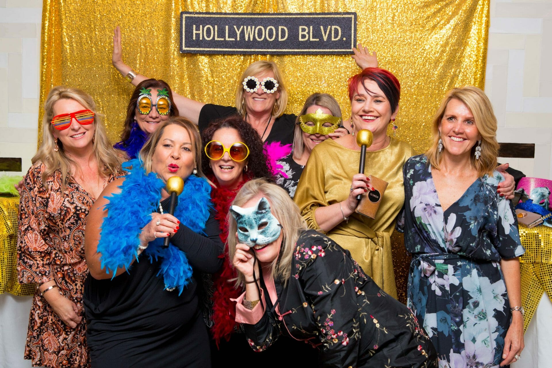 Big group in the photo-booth for Cure Blindness Australia charity event
