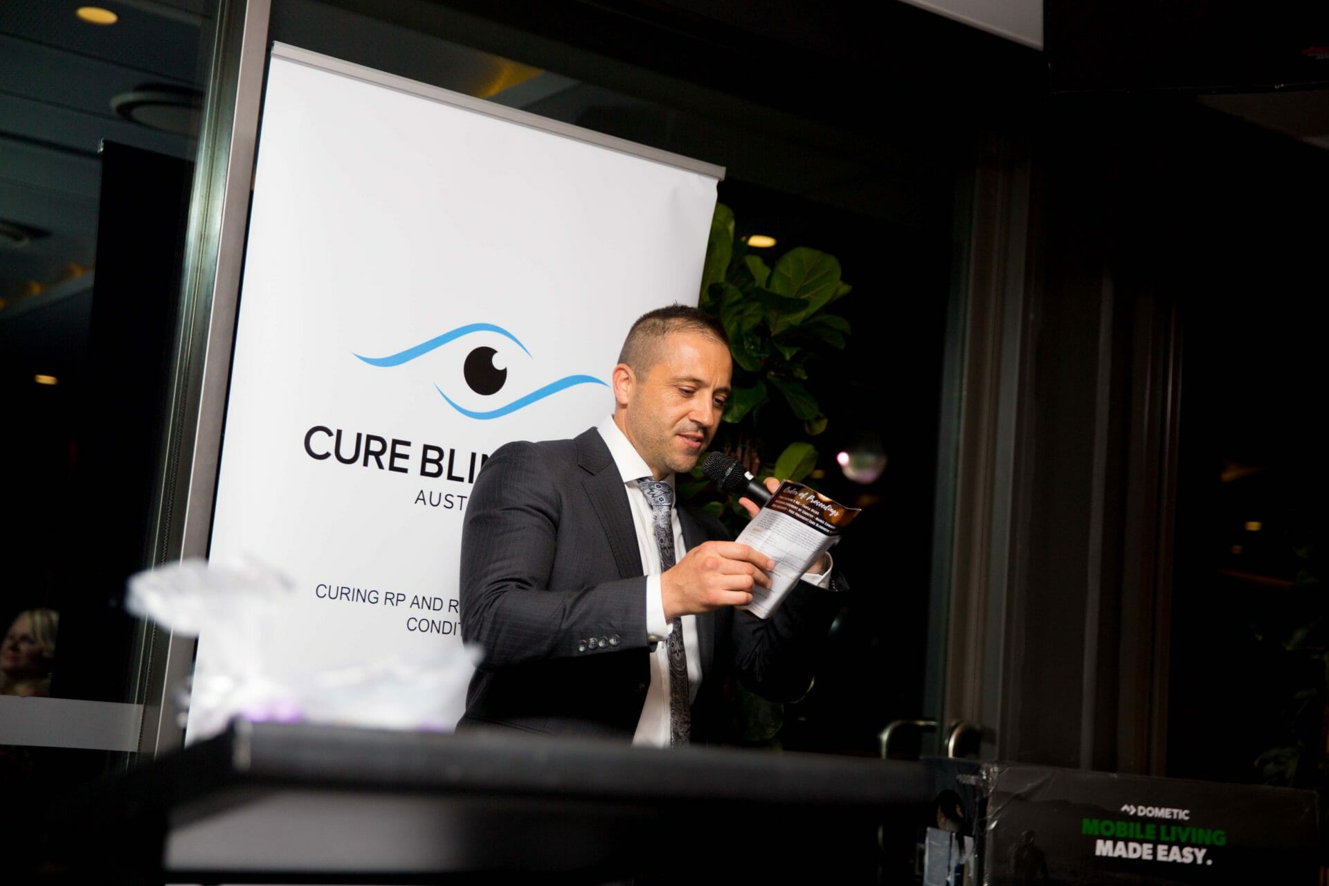 Mc talking for Cure blindness Australia charity event