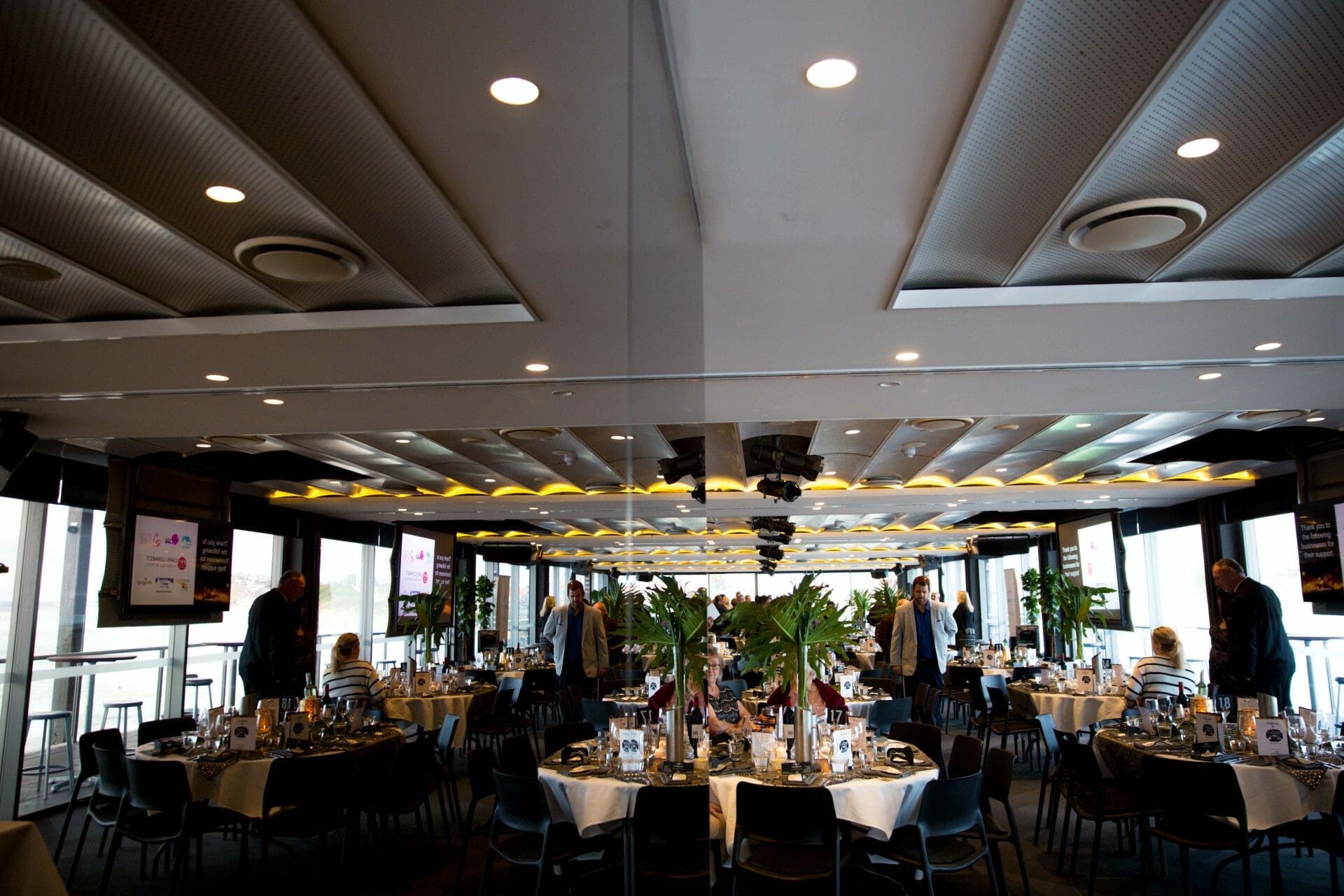 Dining int he dark event all set up at Merewether Surf House