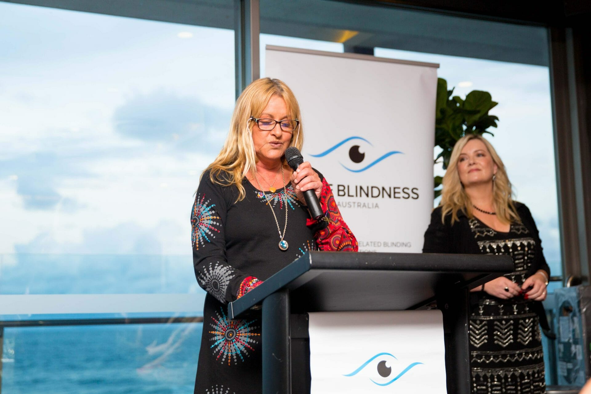 tanya wilks watching talking for Cure blindness Australia charity event